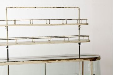 珍品希少!古い雑貨店の飾り棚付ペイントRガラスケース(ショーケース)