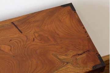 アンティーク家具　古民具・骨董　重厚な三方欅の上手帳場箪笥