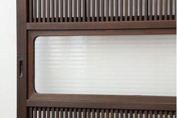 ★古民具・骨董　銀モールガラス入り裏障子付き格子戸2枚セット?(引き戸・建具)