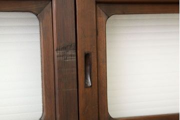 ★古民具・骨董　銀モールガラス入り裏障子付き格子戸2枚セット?(引き戸・建具)