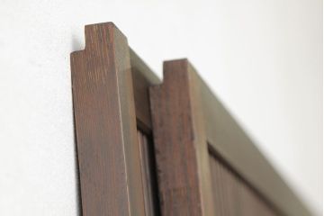 ★古民具・骨董　銀モールガラス入り裏障子付き格子戸2枚セット?(引き戸・建具)