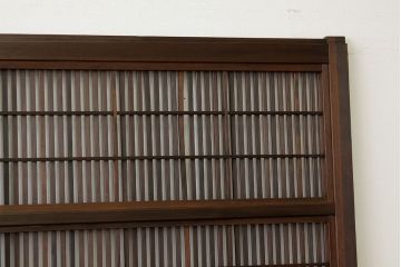 ★古民具・骨董　銀モールガラス入り裏障子付き格子戸2枚セット?(引き戸・建具)