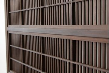 ★古民具・骨董　銀モールガラス入り裏障子付き格子戸2枚セット?(引き戸・建具)