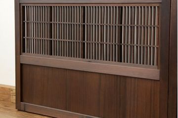 ★古民具・骨董　銀モールガラス入り裏障子付き格子戸2枚セット?(引き戸・建具)