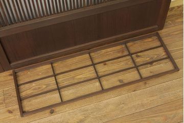 ★古民具・骨董　銀モールガラス入り裏障子付き格子戸2枚セット?(引き戸・建具)