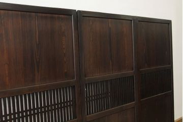 古民具・骨董　重厚な格子帯戸3枚セット?(引き戸・板戸)