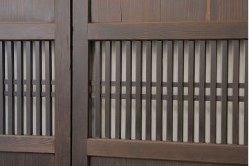 古民具・骨董　重厚な格子帯戸3枚セット?(引き戸・板戸)