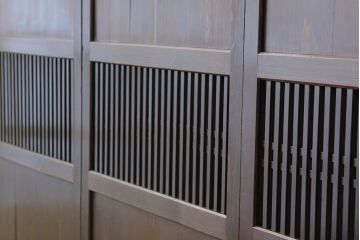 古民具・骨董　重厚な格子帯戸3枚セット?(引き戸・板戸)