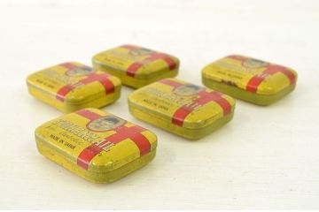アンティーク雑貨　●戦前!古いブリキの石鹸入れ(ソープケース)5点セット