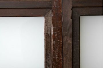 古民具・骨董　古い木の裏障子付き格子4枚セット(引き戸・建具)