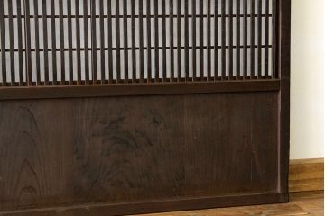 古民具・骨董　古い木の裏障子付き格子4枚セット(引き戸・建具)