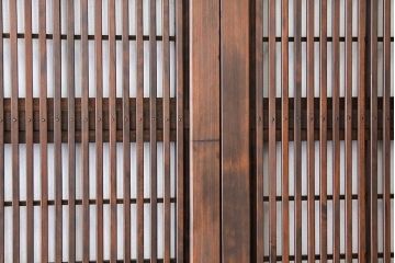 古民具・骨董　ダイヤガラス入り裏障子付き格子戸4枚セット(引き戸・建具)