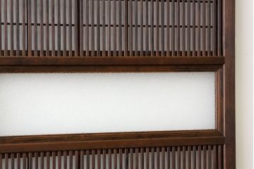 古民具・骨董　ダイヤガラス入り裏障子付き格子戸4枚セット(引き戸・建具)