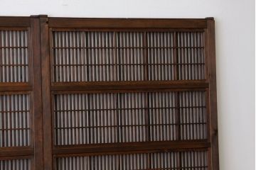 古民具・骨董　ダイヤガラス入り裏障子付き格子戸4枚セット(引き戸・建具)