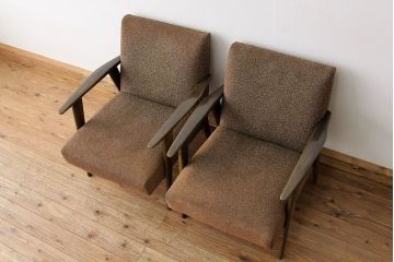 レトロ家具　★1960年代レトロなシングルソファ2脚セット