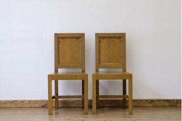 アンティーク家具　アンティーク　イギリスチャーチチェア2脚セット(椅子・ダイニングチェア)