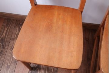 アンティーク家具　イギリスアンティーク　ビーチ材のチャーチチェア2脚セット(チャペルチェア)