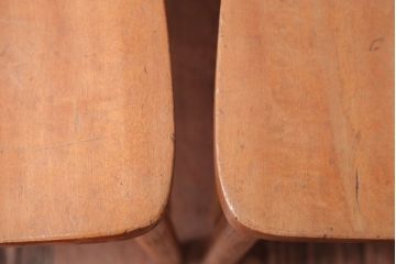 アンティーク家具　イギリスアンティーク　ビーチ材のチャーチチェア2脚セット(チャペルチェア)