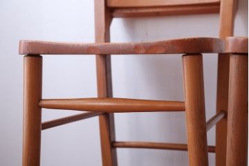 アンティーク家具　イギリスアンティーク　ビーチ材のチャーチチェア2脚セット(チャペルチェア)