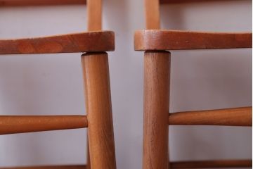 アンティーク家具　イギリスアンティーク　ビーチ材のチャーチチェア2脚セット(チャペルチェア)