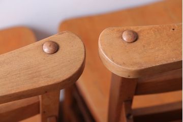 アンティーク家具　イギリスアンティーク　ビーチ材のチャーチチェア2脚セット(チャペルチェア)