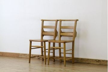 アンティーク家具　アンティーク　イギリスチャペルチェア2脚セット(4)(椅子・ダイニングチェア・チャーチチェア)
