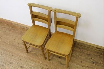 アンティーク家具　アンティーク　イギリスチャペルチェア2脚セット(4)(椅子・ダイニングチェア・チャーチチェア)