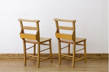 アンティーク家具　アンティーク　イギリスチャペルチェア2脚セット(4)(椅子・ダイニングチェア・チャーチチェア)