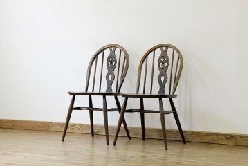 アンティーク家具　アンティーク　アーコールスティックバックチェア2脚セット(椅子)(シスルバックチェア)