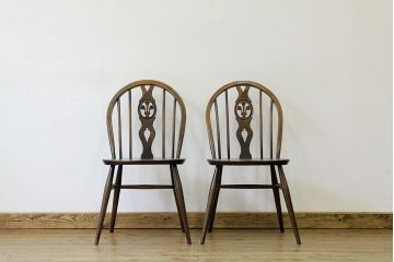 アンティーク家具　アンティーク　アーコールスティックバックチェア2脚セット(椅子)(シスルバックチェア)
