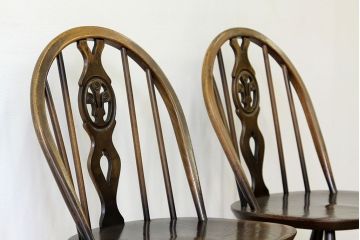 アンティーク家具　アンティーク　アーコールスティックバックチェア2脚セット(椅子)(シスルバックチェア)