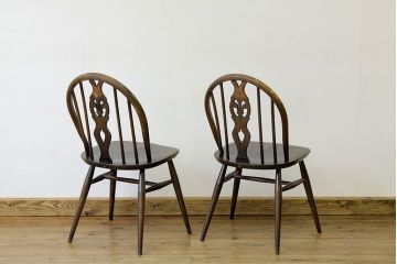アンティーク家具　アンティーク　アーコールスティックバックチェア2脚セット(椅子)(シスルバックチェア)