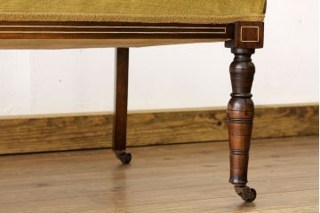 ヴィンテージ家具　イギリスビンテージ　インレイ(象嵌)の素晴らしいセティ(長椅子・ベンチ)