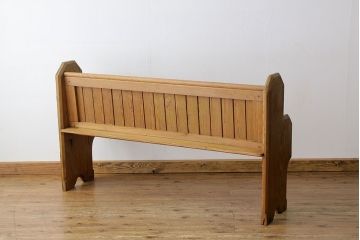 ヴィンテージ家具　イギリスビンテージ　パイン材のおしゃれなチャーチベンチ(教会長椅子)