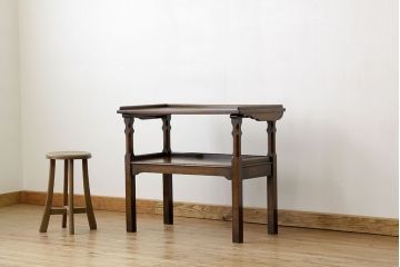 アンティーク家具　イギリスアンティーク　オーク材小振りなテーブルベンチ(作業台、長椅子)(モンクスベンチ、モンクスチェア)