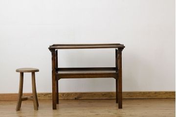アンティーク家具　イギリスアンティーク　オーク材小振りなテーブルベンチ(作業台、長椅子)(モンクスベンチ、モンクスチェア)