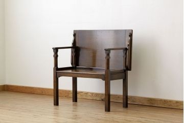 アンティーク家具　イギリスアンティーク　オーク材小振りなテーブルベンチ(作業台、長椅子)(モンクスベンチ、モンクスチェア)