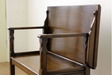 アンティーク家具　イギリスアンティーク　オーク材小振りなテーブルベンチ(作業台、長椅子)(モンクスベンチ、モンクスチェア)