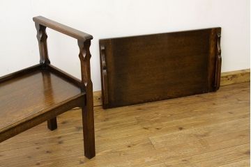 アンティーク家具　イギリスアンティーク　オーク材小振りなテーブルベンチ(作業台、長椅子)(モンクスベンチ、モンクスチェア)