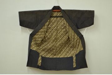 アンティーク雑貨　○古い木綿着物　3点(縦縞、絣　古布材料)