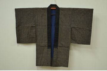 アンティーク雑貨　○古い木綿着物　3点(縦縞、絣　古布材料)