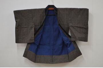 アンティーク雑貨　○古い木綿着物　3点(縦縞、絣　古布材料)