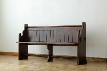 アンティーク家具　イギリスアンティーク　パイン材チャーチベンチ教会長椅子