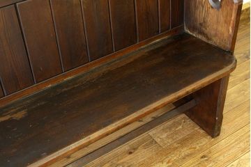 アンティーク家具　イギリスアンティーク　パイン材チャーチベンチ教会長椅子
