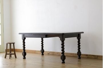 アンティーク家具　イギリスアンティーク　ツイストレッグエクステンションテーブル(オーク材)