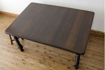 アンティーク家具　イギリスアンティーク　ツイストレッグエクステンションテーブル(オーク材)