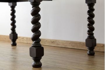 アンティーク家具　イギリスアンティーク　ツイストレッグエクステンションテーブル(オーク材)
