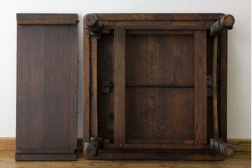 アンティーク家具　イギリスアンティーク　ツイストレッグエクステンションテーブル(オーク材)