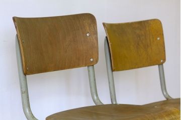 ヴィンテージ家具　イギリスビンテージ　スクールパイプチェア2脚セット　スタッキング椅子