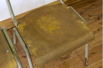 ヴィンテージ家具　イギリスビンテージ　スクールパイプチェア2脚セット　スタッキング椅子